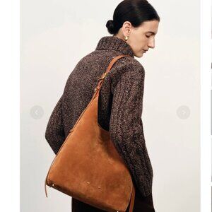 Fabrique Medium Duomo Hobo Bag in Brown Saddle Suede